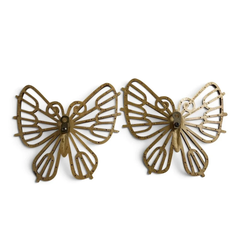 Vintage 1977 Burwood Products Gold Butterfly Wall Art Set of 2 MCM 2093-1